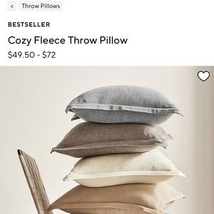 Pottery Barn Pillow Cover Cozy Fleece 22” square Mushroom